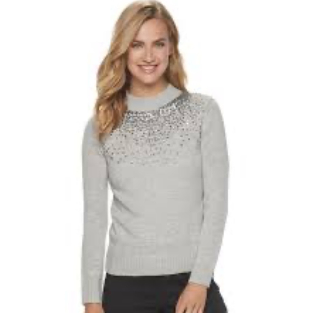 Juicy Couture Gray Sweater with Silver Accents